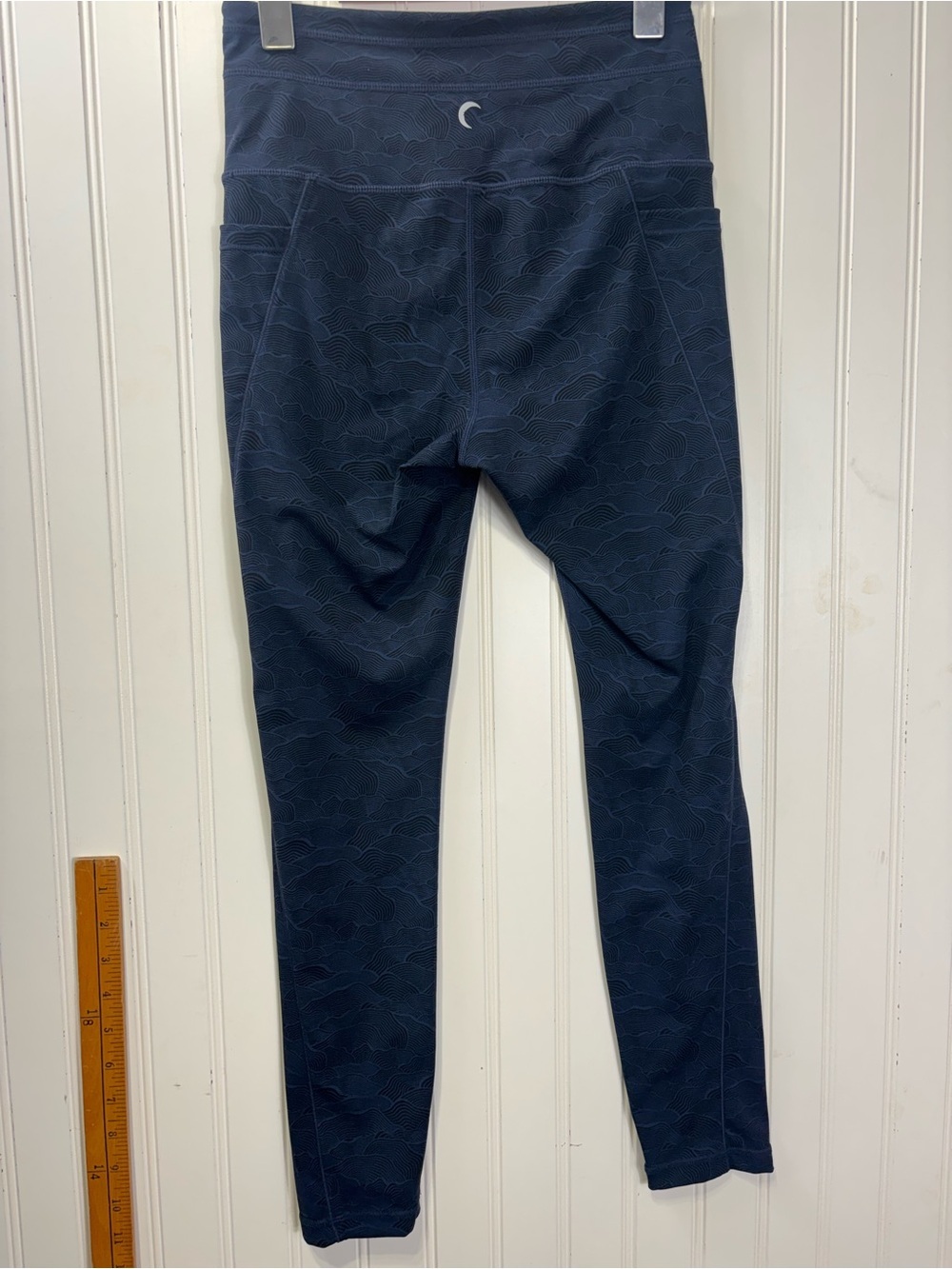 Zyia Navy Blue Wave Print High Rise Pocket Leggings Women’s Size 4-6